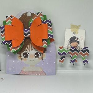 Halloween Hair Bow Matching Earrings Mommy and Me
